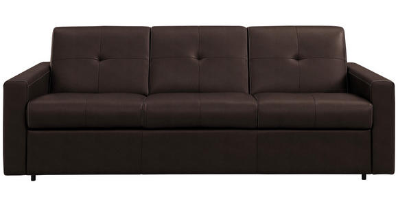 SCHLAFSOFA Bard in Echtleder Dunkelbraun  - Dunkelbraun/Schwarz, KONVENTIONELL, Leder/Kunststoff (206/81/96cm) - Novel