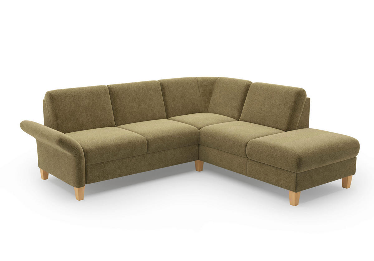 ECKSOFA ROCHELLE E Olivgrün Flachgewebe  - Eichefarben/Olivgrün, KONVENTIONELL, Holz/Textil (240/216cm) - Sit & More