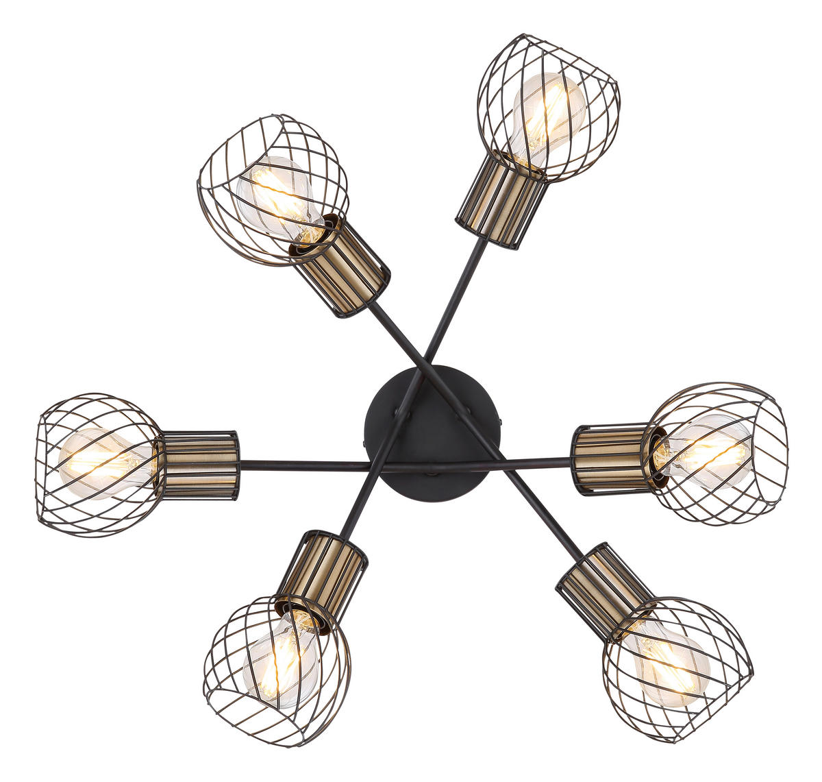 DECKENLEUCHTE  70/24 cm    - Goldfarben/Schwarz, KONVENTIONELL, Metall (70/24cm) - Globo