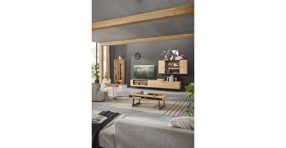 WOHNWAND  in Anthrazit, Eichefarben  336/195/44 cm  - Eichefarben/Anthrazit, Design, Glas/Holz (336/195/44cm) - Valnatura