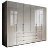 KLEIDERSCHRANK 300/236/58 cm 6-türig Grau, Hellgrau  - Schieferfarben/Hellgrau, KONVENTIONELL, Glas/Holzwerkstoff (300/236/58cm) - Novel
