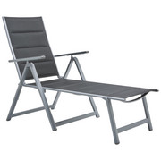 LEŽALJKA VRTNA - siva/boje srebra, Basics, metal/tekstil (70/105/140cm) - Ambia Garden