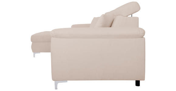 ECKSOFA Creme Flachgewebe  - Chromfarben/Creme, KONVENTIONELL, Textil/Metall (175/268cm) - Carryhome