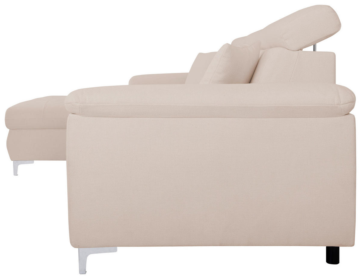 ECKSOFA in Flachgewebe Creme  - Chromfarben/Creme, Konventionell, Textil/Metall (175/268cm) - Carryhome