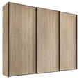SCHWEBETÜRENSCHRANK  in Sonoma Eiche  - Graphitfarben/Sonoma Eiche, Design, Holzwerkstoff/Metall (249/222/68cm) - Moderano