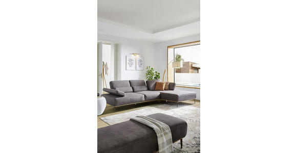 WOHNLANDSCHAFT Braun Flachgewebe - Beige/Braun, Design, Textil/Metall (298/178cm) - Valnatura