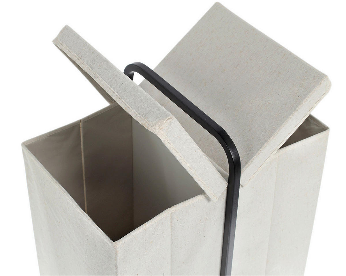 WÄSCHESAMMLER - Creme/Grau, Basics, Holz/Textil (51,5/65/35,5cm) - Zeller Present
