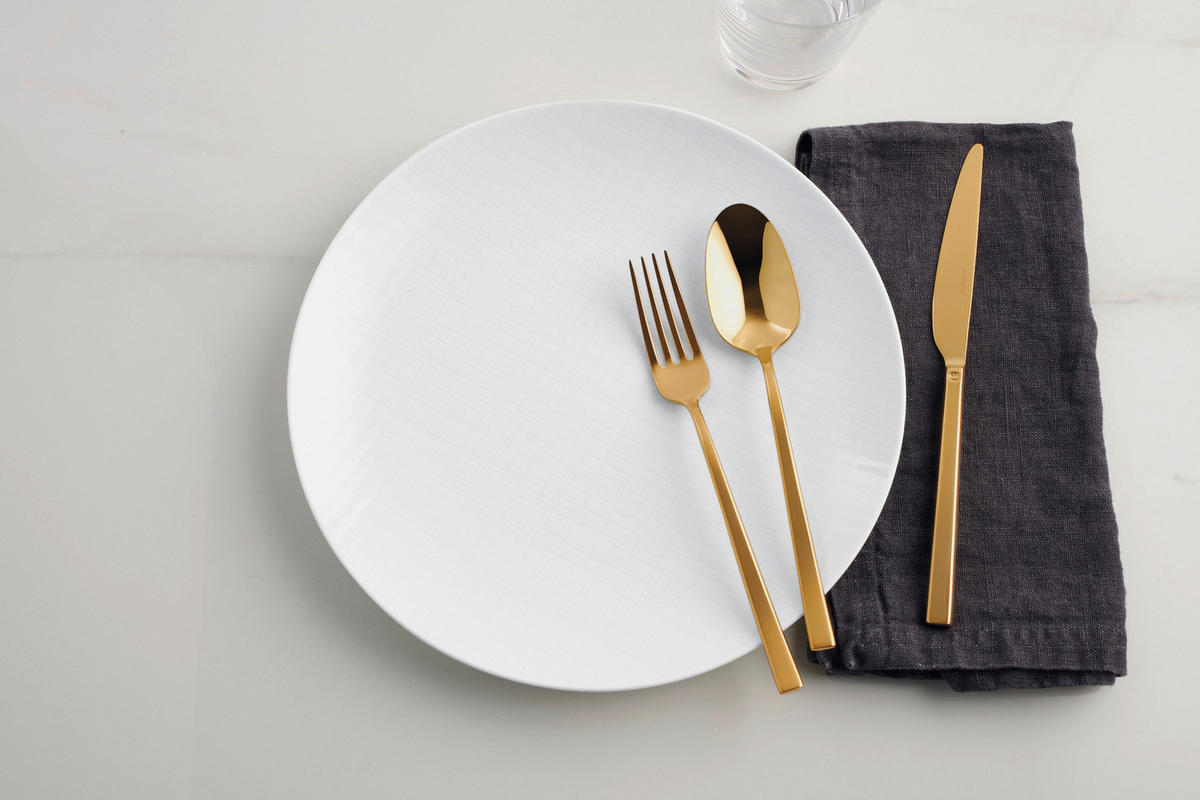 BESTECKSET ROCK 60-teilig Edelstahl  - Goldfarben, Basics, Metall - Sambonet