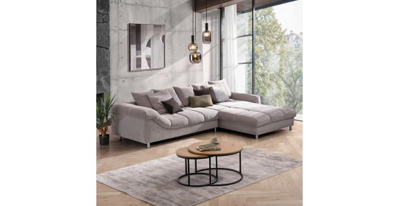 ECKSOFA Grau, Silberfarben Webstoff - Silberfarben/Grau, Design, Textil/Metall (337/228cm) - Carryhome