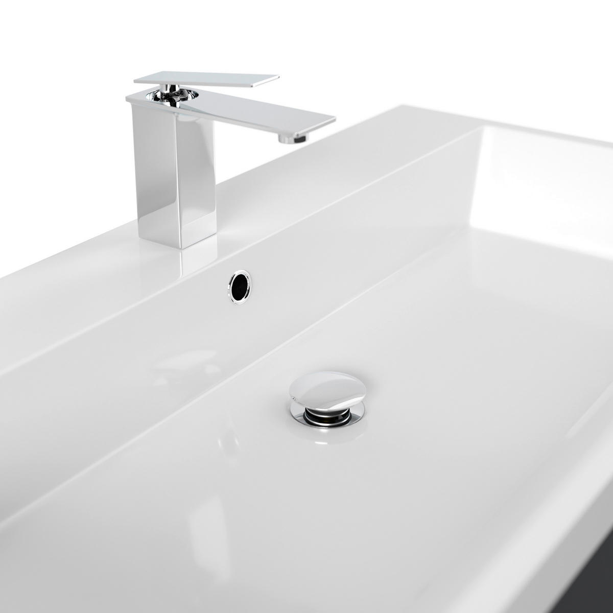 WASCHTISCHKOMBI 90 cm  - Graphitfarben/Weiß, Basics, Holzwerkstoff/Stein (90cm) - MID.YOU