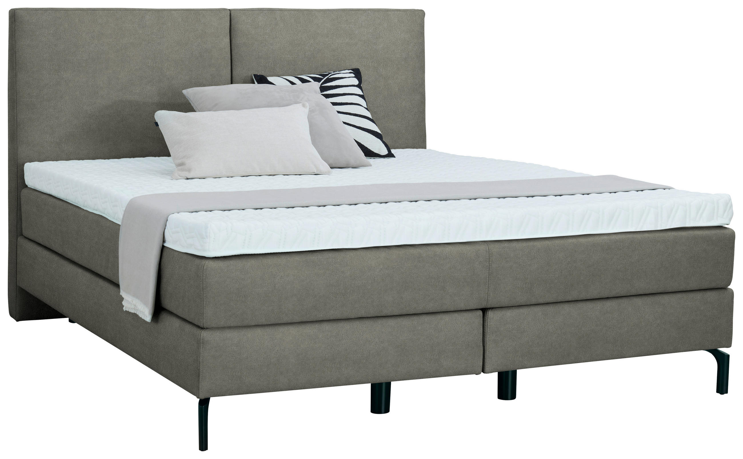BOXSPRINGBETT 180/200 cm  in Grau  - Schwarz/Grau, KONVENTIONELL, Textil/Metall (180/200cm) - Dieter Knoll