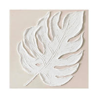 ÖLGEMÄLDE Blätter Weiß 30/30 cm  - Weiß, LIFESTYLE, Holz/Kunststoff (30/30cm) - Monee