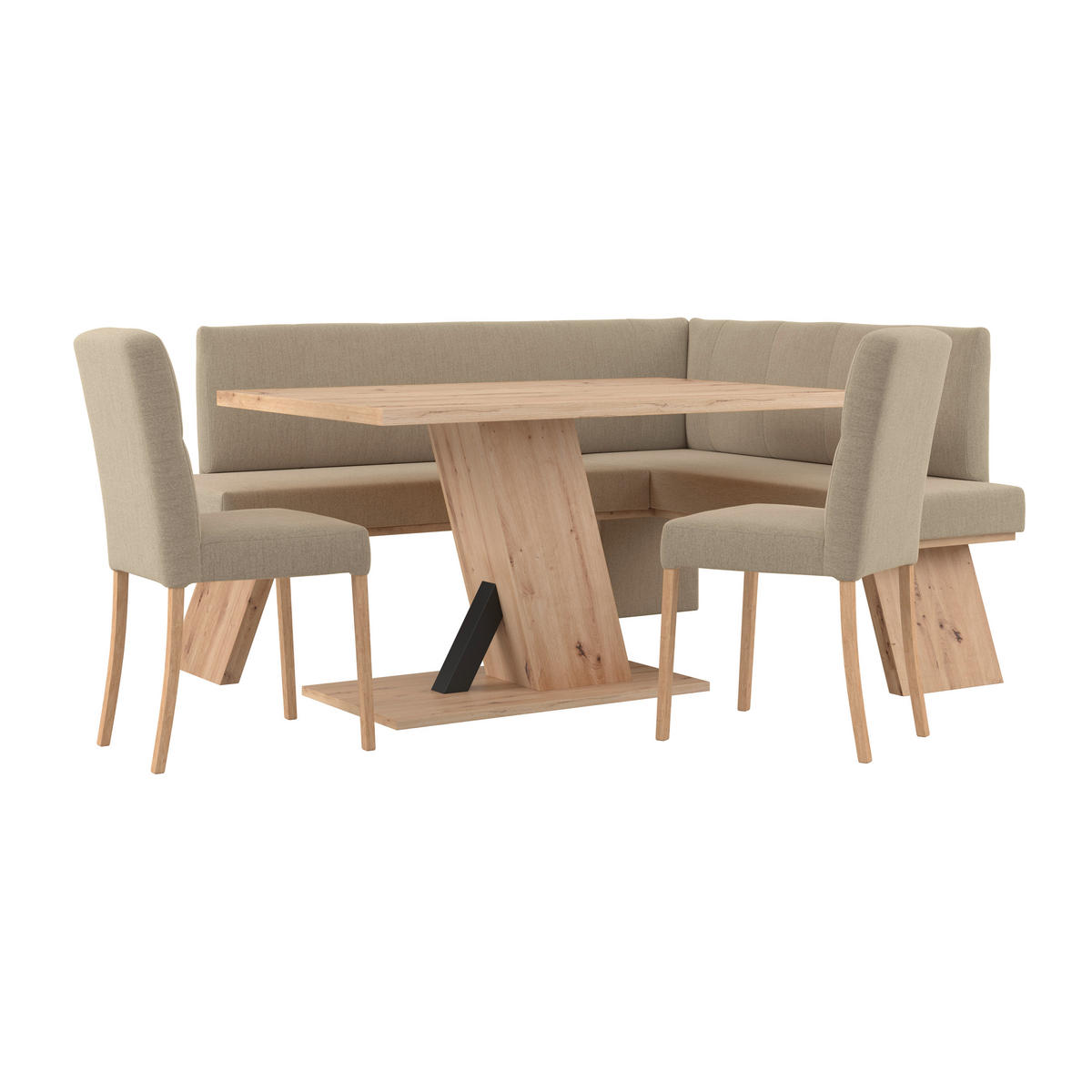 ECKBANK 185/150 cm Webstoff Beige   - Eichefarben/Beige, KONVENTIONELL, Textil (185/150cm) - Livetastic