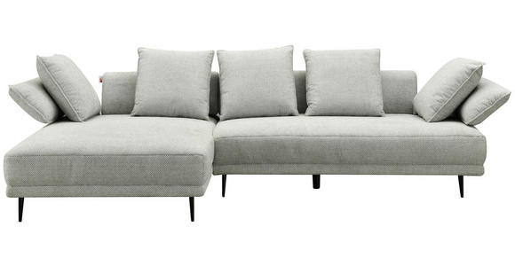 ECKSOFA in Mikrofaser Hellgrau  171/282 cm  - Hellgrau/Schwarz, Design, Textil/Metall (171/282cm) - Hom`in