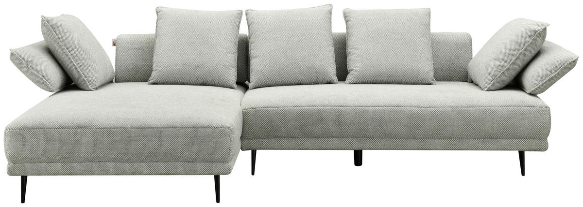 ECKSOFA Hellgrau Mikrofaser  - Hellgrau/Schwarz, Design, Textil/Metall (171/282cm) - Hom`in