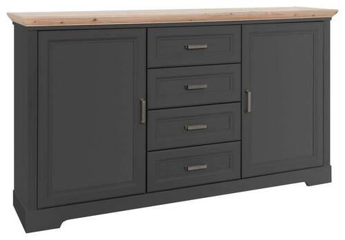 SIDEBOARD 164/90/41 cm  in Graphitfarben, Eiche Artisan  - Graphitfarben/Eiche Artisan, LIFESTYLE, Holzwerkstoff/Metall (164/90/41cm) - Ti'me