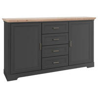 SIDEBOARD 164/90/41 cm  in Graphitfarben, Eiche Artisan  - Graphitfarben/Eiche Artisan, Lifestyle, Holzwerkstoff/Metall (164/90/41cm) - Ti'me
