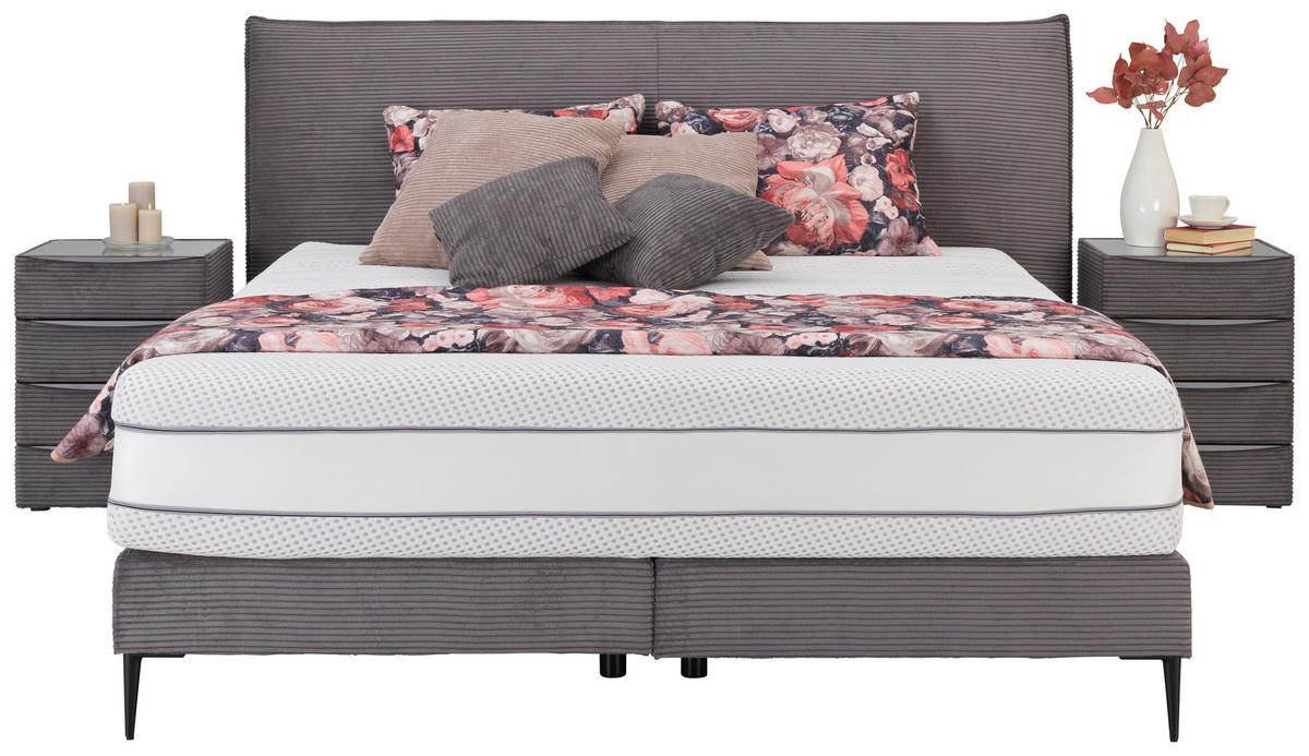 BOXSPRINGBETT 180/200 cm  in Anthrazit  - Anthrazit/Schwarz, Modern, Textil/Metall (180/200cm) - Beldomo - Sleep