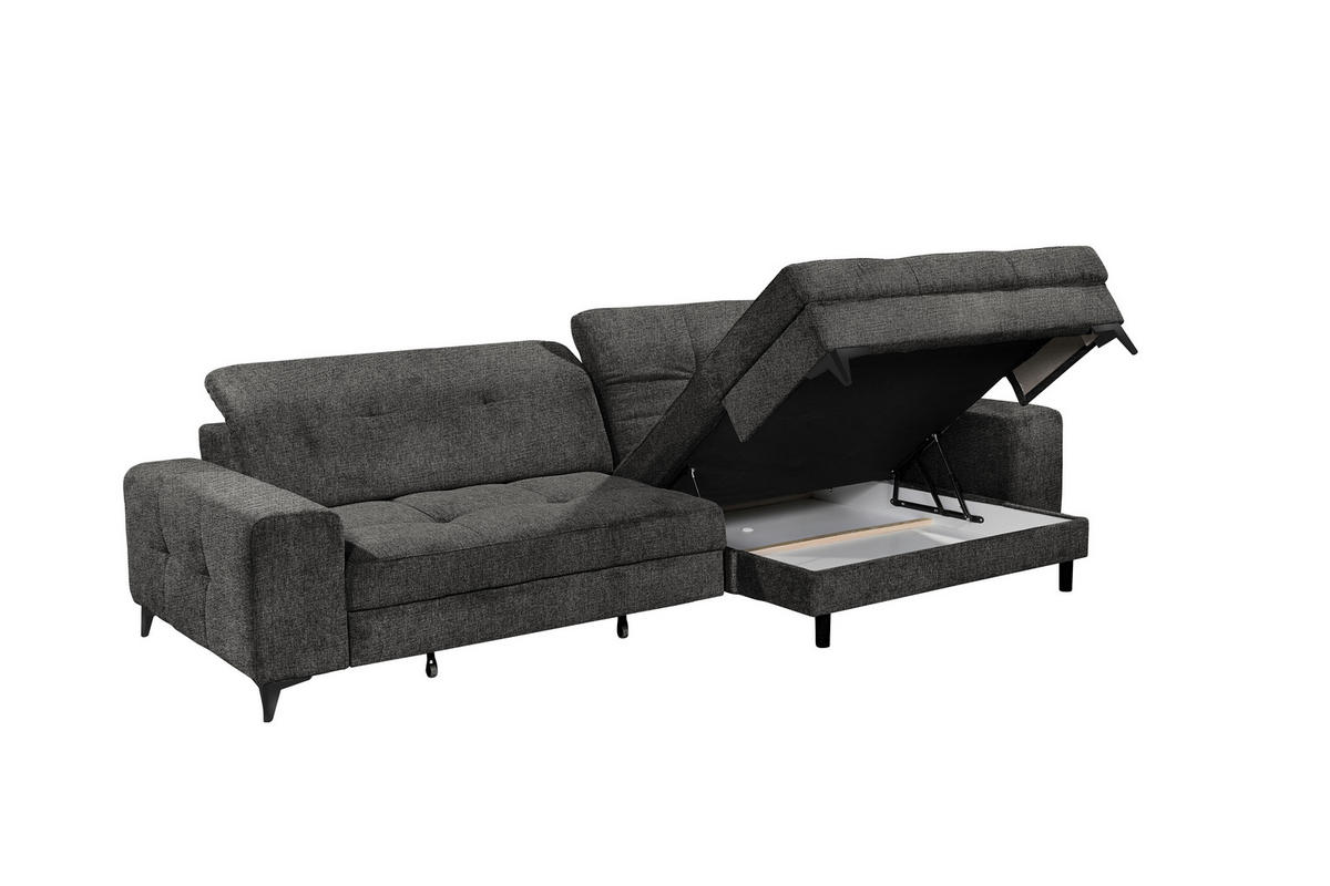 ECKSOFA SORELLA Graphitfarben Chenille Kopfteilverstellung, Sitztiefenverstellung  - Schwarz/Graphitfarben, Design, Kunststoff/Textil (328/182cm) - MID.YOU