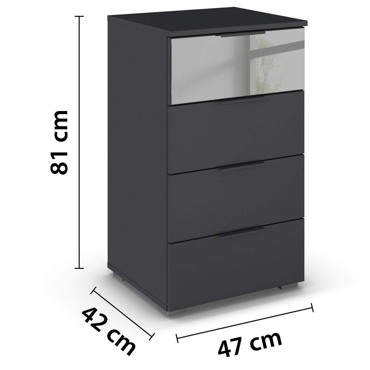 KOMMODE  in 47/81/42 cm  - Alufarben/Grau, MODERN, Glas/Holzwerkstoff (47/81/42cm) - Rauch Möbel