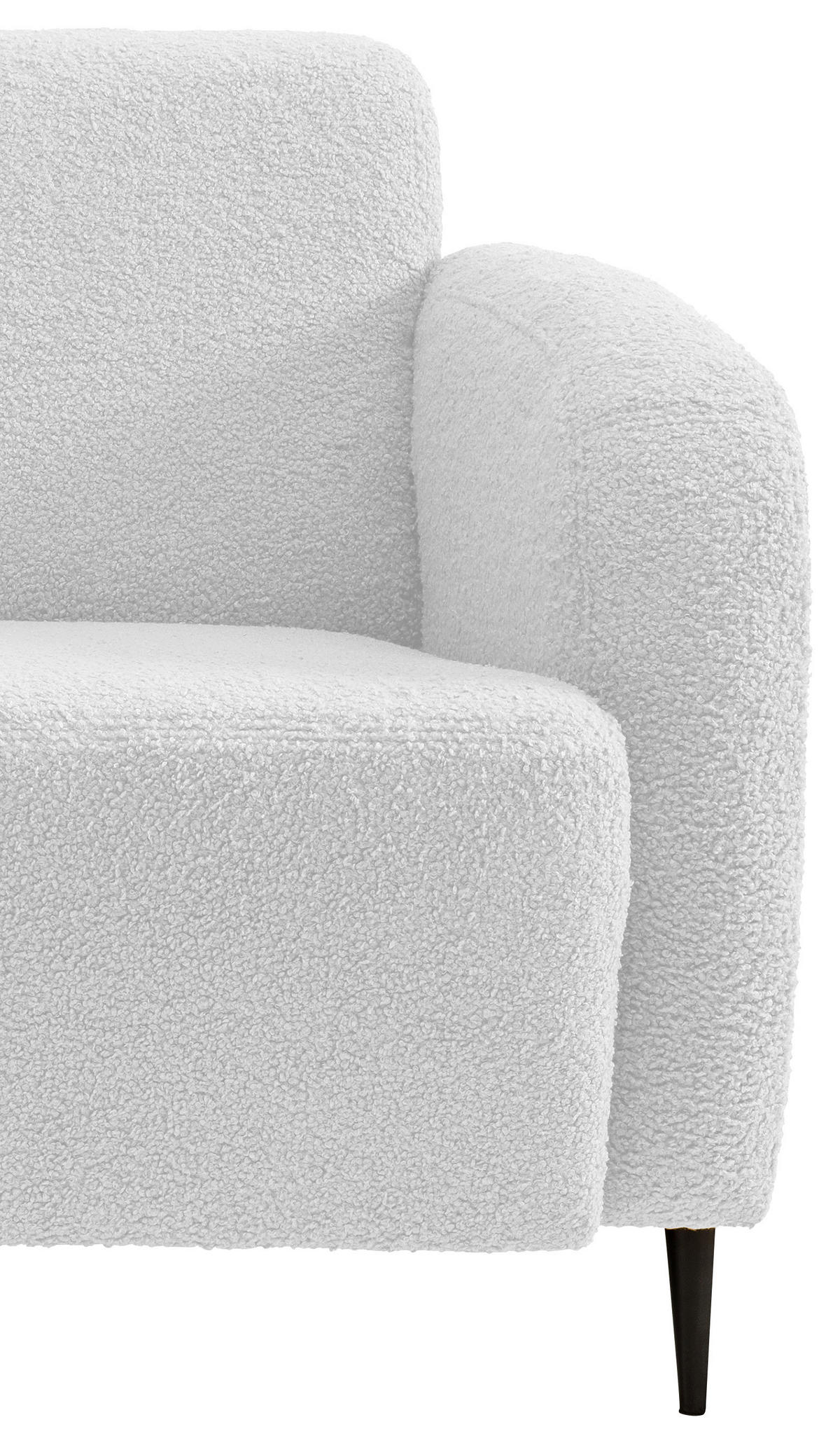2-SITZER-SOFA in Teddystoff Weiss  - Weiss/Schwarz, Modern, Textil/Metall (140/76/90cm) - Livetastic