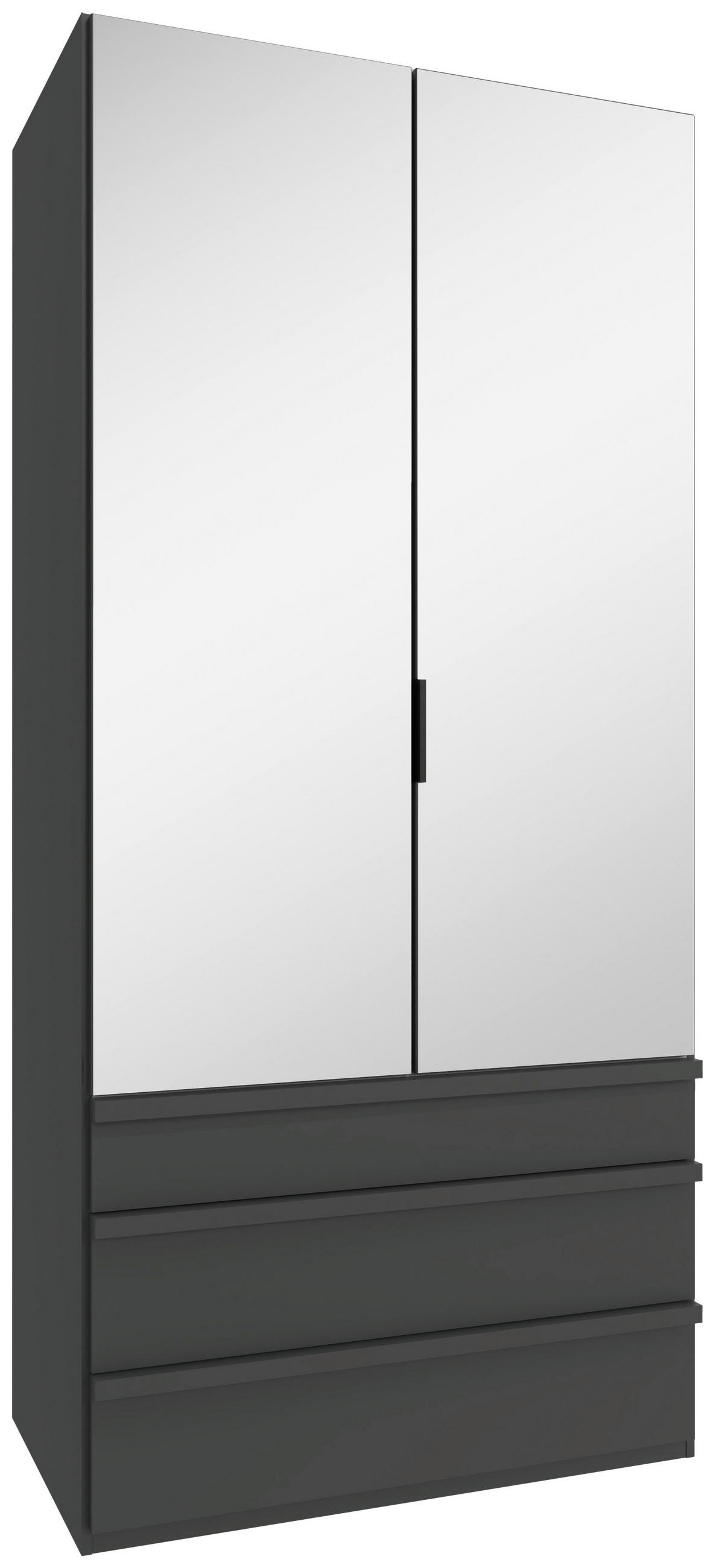 FALTTÜRENSCHRANK 100/216/58 cm 1-türig Graphitfarben  - Schwarz/Graphitfarben, Design, Glas/Holzwerkstoff (100/216/58cm) - Boxxx