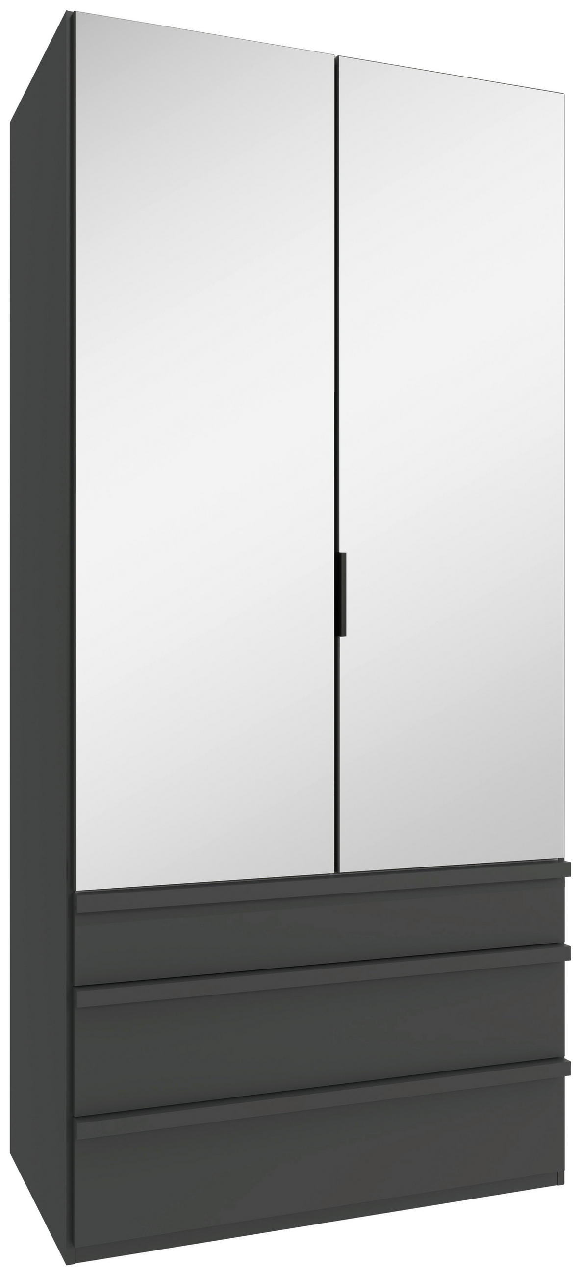 FALTTÜRENSCHRANK 100/216/58 cm 2-türig Graphitfarben  - Schwarz/Graphitfarben, Design, Glas/Holzwerkstoff (100/216/58cm) - Boxxx