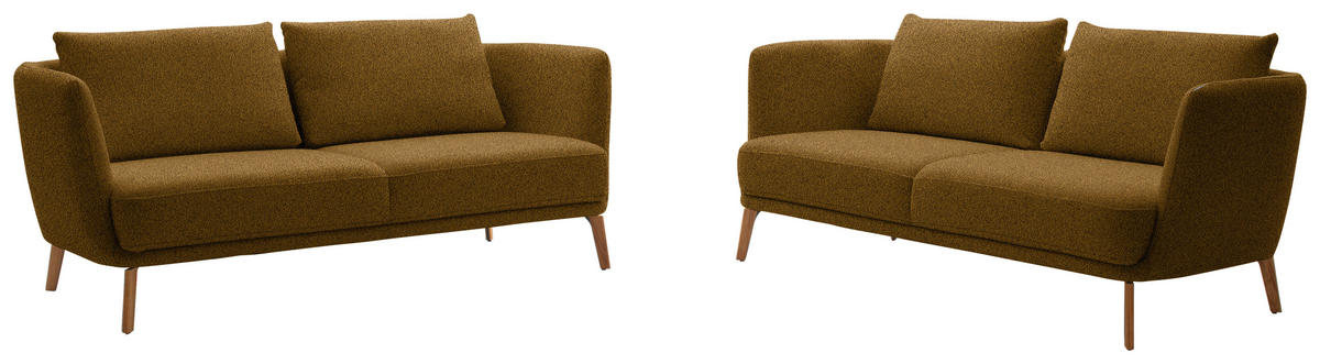 2,5-SITZER  in Flachgewebe Senfgelb  - Eichefarben/Senfgelb, Design, Holz/Textil (190/71/91cm) - Schöner Wohnen