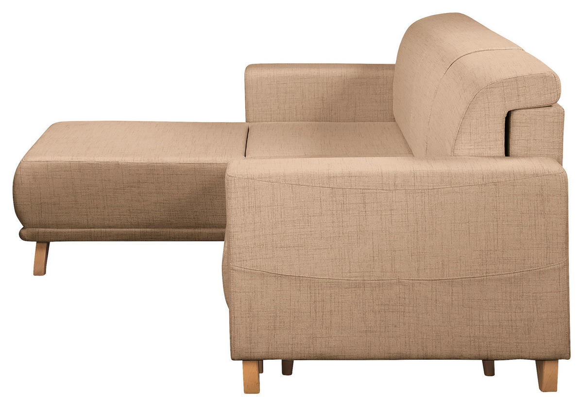ECKSOFA in Textilgeflecht Beige  - Wengefarben/Beige, Design, Holz/Textil (257/174cm) - Livetastic