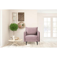 SESSEL in Samt Rosa  - Schwarz/Rosa, Design, Holz/Textil (74/86/100cm) - P & B