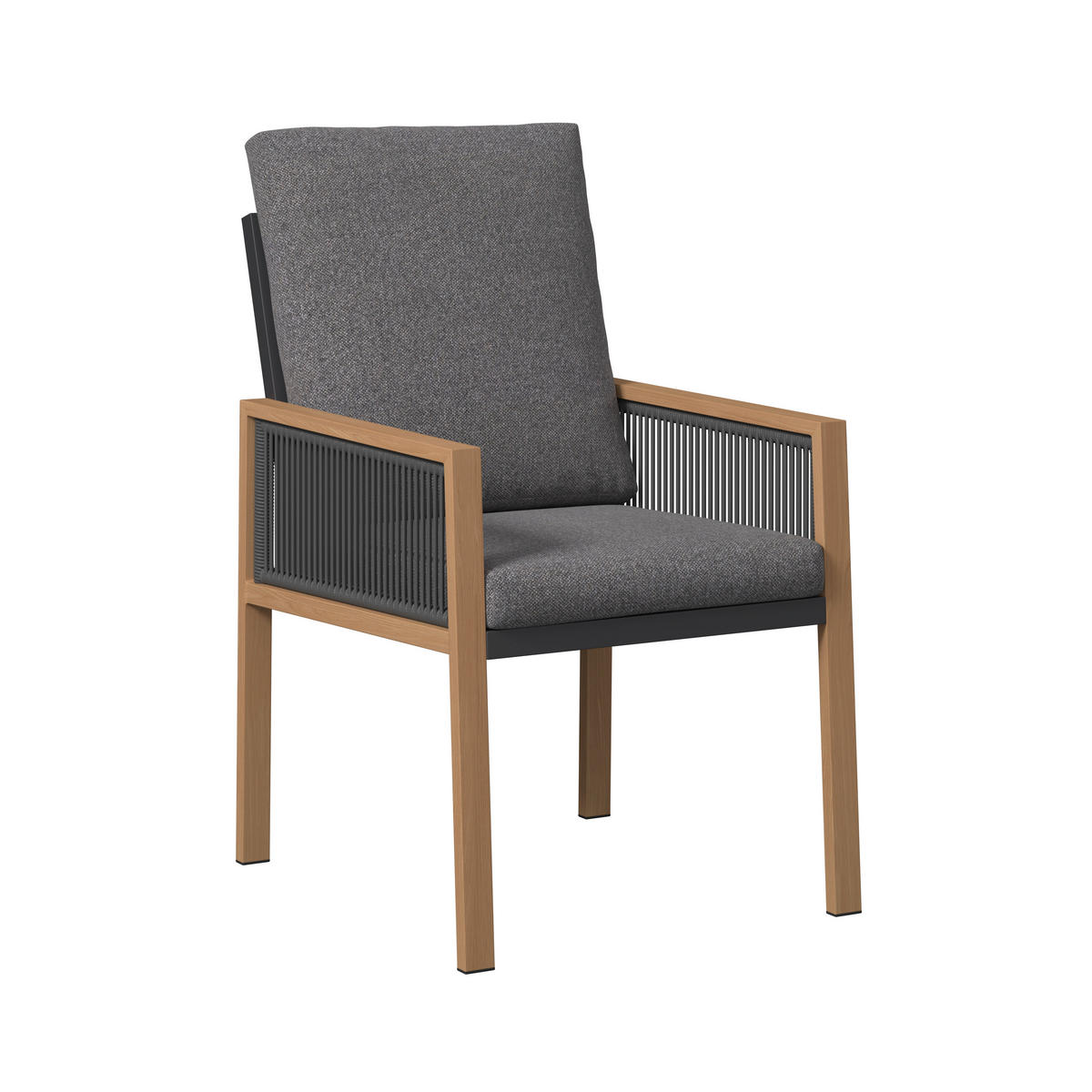 DINING-LOUNGESET 6-teilig  - Anthrazit/Naturfarben, MODERN, Glas/Textil (202.5/74/80cm) - Ambia Garden