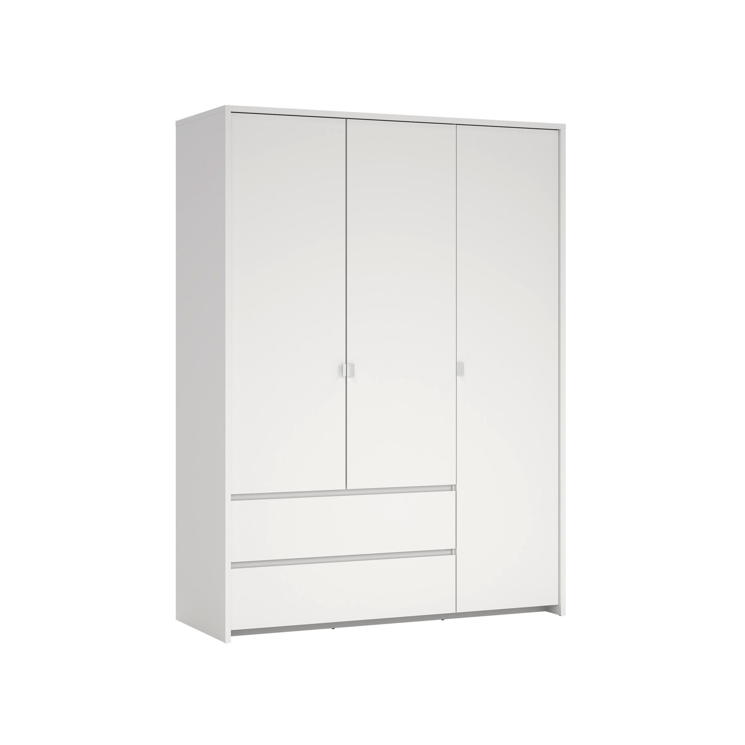 DREHTÜRENSCHRANK 149/202/58 cm 3-türig Weiß  - Silberfarben/Weiß, KONVENTIONELL, Holzwerkstoff/Metall (149/202/58cm) - Boxxx