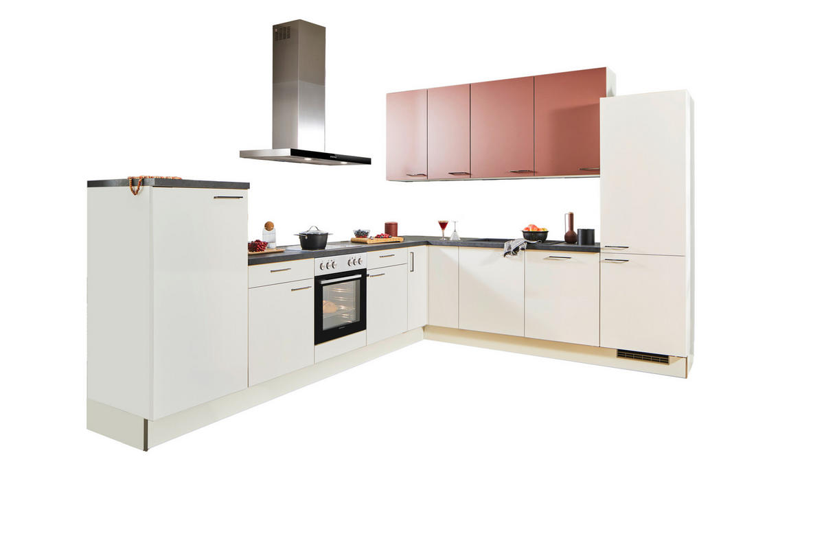 ECKKÜCHE 330/270 cm  in Rot, Weiß  - Rot/Schwarz, Design, Holzwerkstoff/Metall (330/270cm) - Xora
