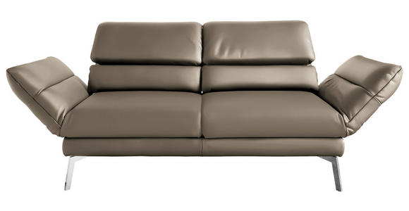 2-SITZER-SOFA Echtleder Taupe  - Taupe/Chromfarben, Design, Leder/Metall (198-246/83/96-187cm) - Dieter Knoll