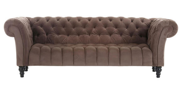 BIGSOFA Samt Dunkelbraun  - Dunkelbraun/Schwarz, Trend, Holz/Textil (230/74/101cm) - Carryhome