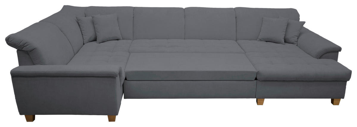 WOHNLANDSCHAFT Dunkelgrau Mikrofaser  - Eichefarben/Dunkelgrau, KONVENTIONELL, Holz/Textil (214/352/170cm) - MID.YOU