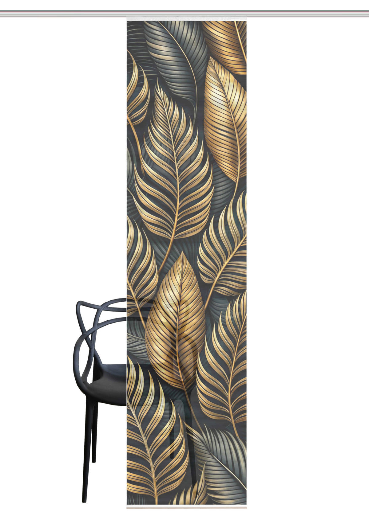 FLÄCHENVORHANG   blickdicht  60/245 cm   - Anthrazit/Goldfarben, Natur, Textil (60/245cm)