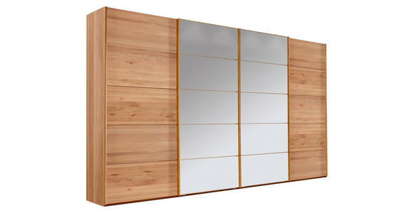 SCHWEBETÜRENSCHRANK 400/236/67 cm 4-türig  - Eichefarben, Design, Glas/Holz (400/236/67cm) - Linea Natura