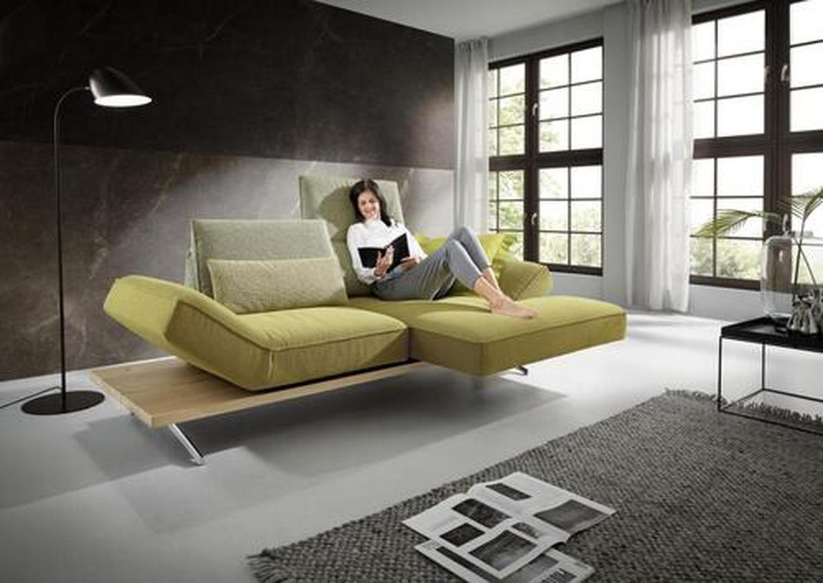 ECKSOFA in Flachgewebe Limette  - Chromfarben/Limette, Design, Holz/Textil (240/132cm) - Koinor
