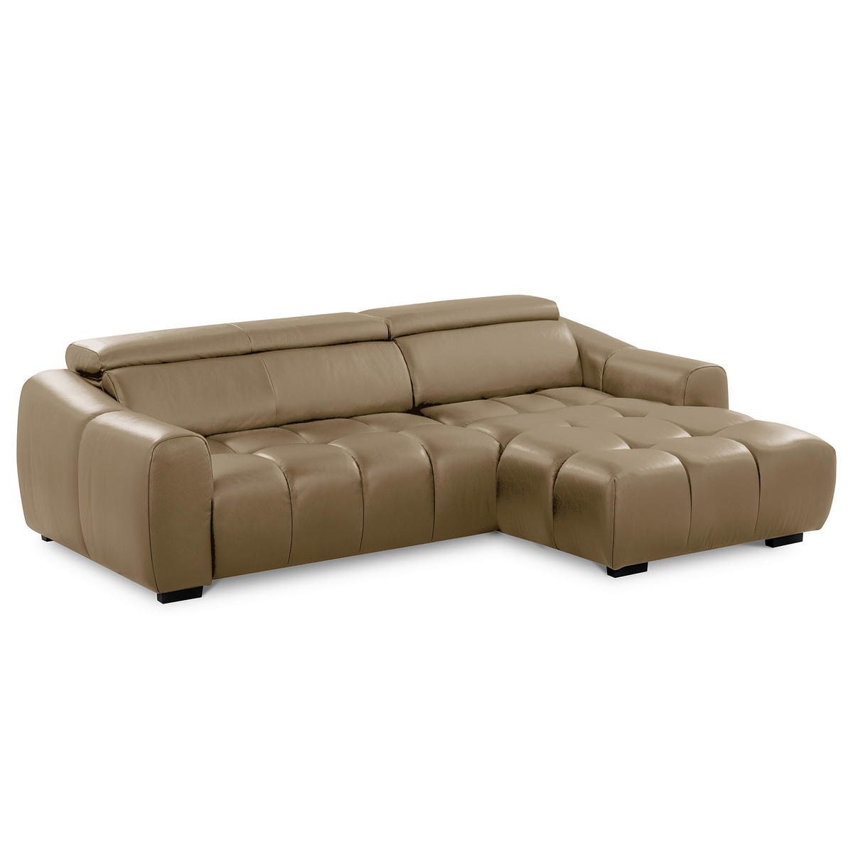 ECKSOFA  Echtleder Mokka  - Schwarz/Mokka, Design, Leder/Kunststoff (274/177cm) - Livetastic