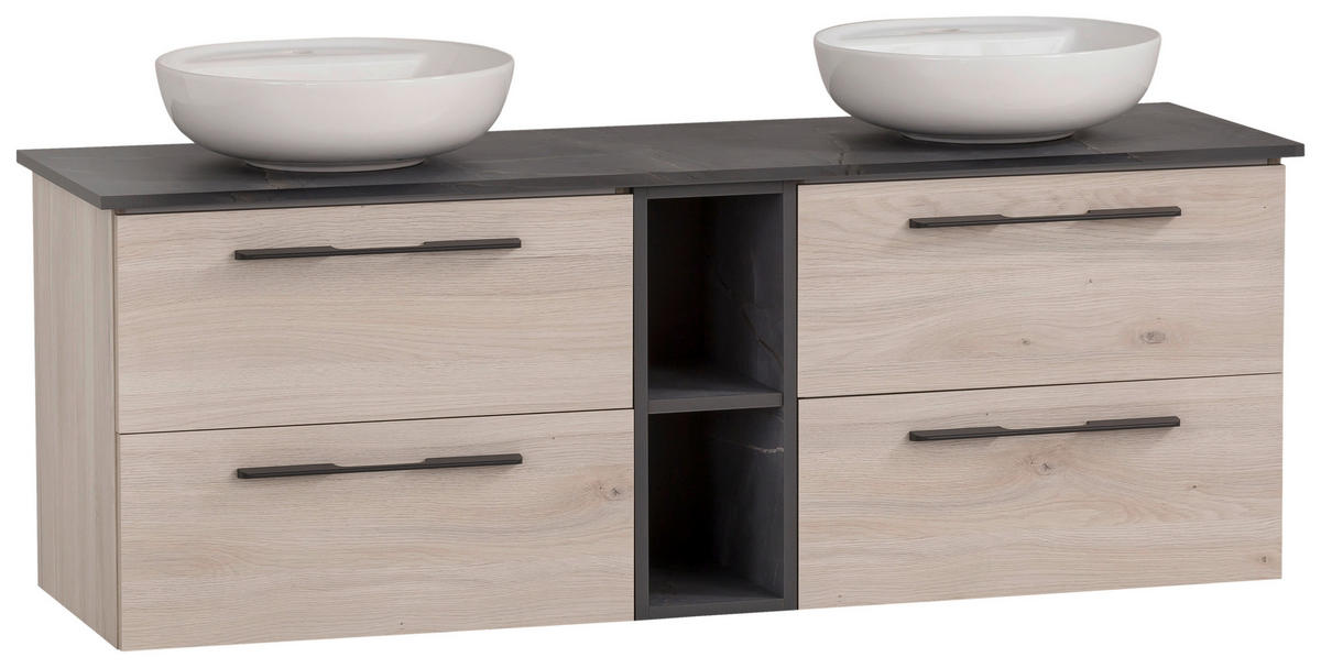 WASCHTISCHKOMBI 148,2 cm  - Sandfarben/Weiß Hochglanz, MODERN, Keramik/Holzwerkstoff (148,2cm) - Stylife