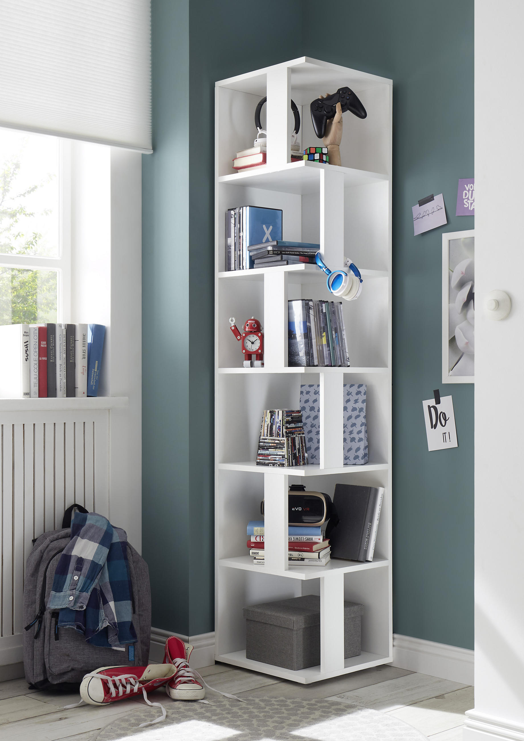ECKREGAL in 38/185/38 cm Weiss - Weiss, Basics, Holzwerkstoff (38/185/38cm) - P & B