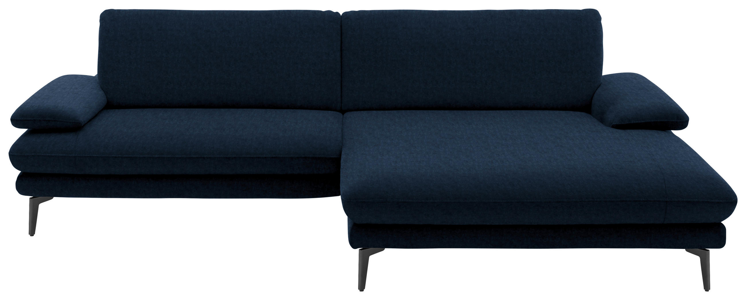 ECKSOFA in Velours Dunkelblau  - Schwarz/Dunkelblau, Design, Textil/Metall (284/184cm) - Dieter Knoll