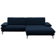 ECKSOFA  in Velours Dunkelblau Rücken echt  284/184 cm  - Schwarz/Dunkelblau, Design, Textil/Metall (284/184cm) - Dieter Knoll