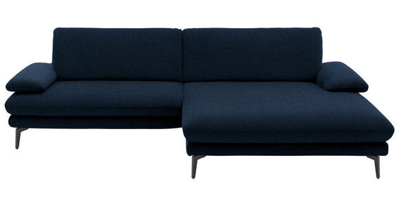 ECKSOFA  in Velours Dunkelblau Rücken echt  284/184 cm  - Schwarz/Dunkelblau, Design, Textil/Metall (284/184cm) - Dieter Knoll