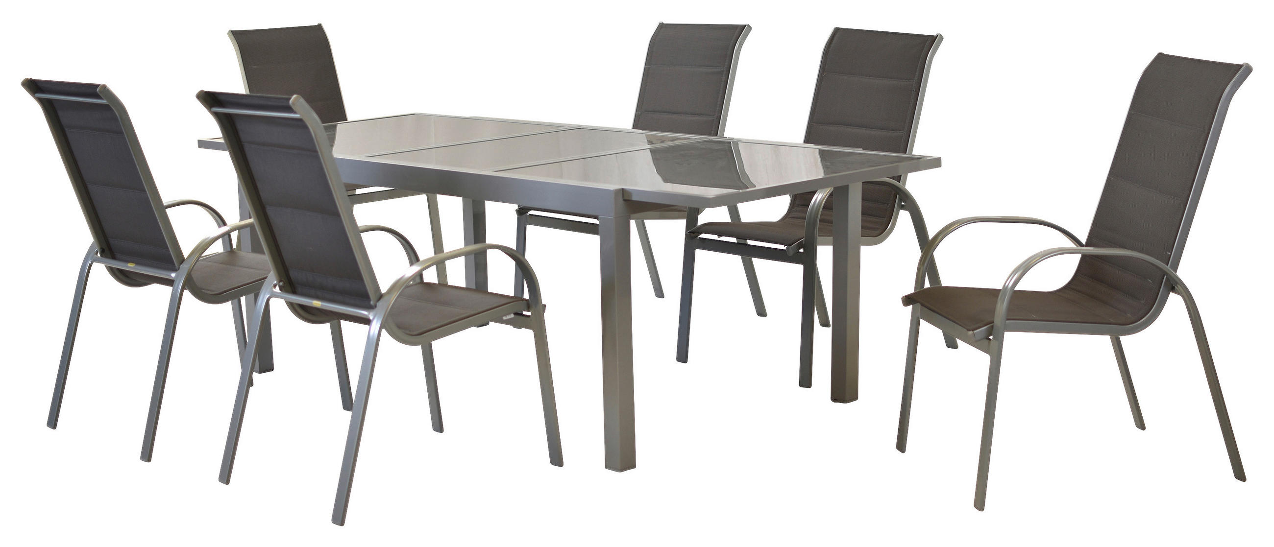 GARTENSET 7-teilig  - Anthrazit/Silberfarben, MODERN, Textil/Metall - Gardenson