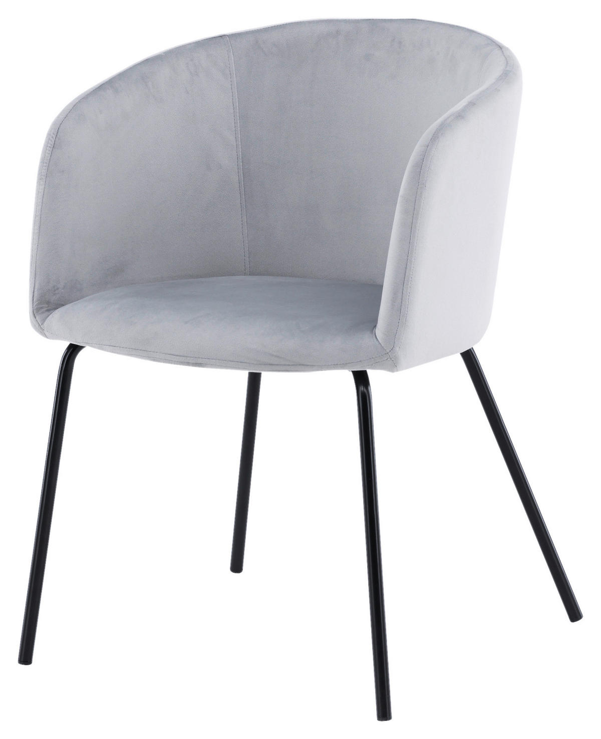 STUHL  in Stahl Samt Metall, Textil  - Hellgrau/Schwarz, Design, Textil/Metall (55/78/55cm) - Livetastic