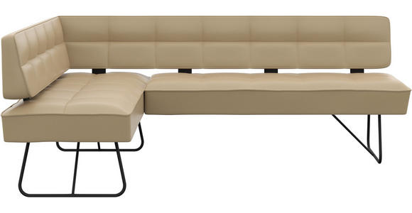 ECKBANK 165/227 cm  in Beige  - Beige/Schwarz, Design, Leder/Metall (165/227cm) - Moderano