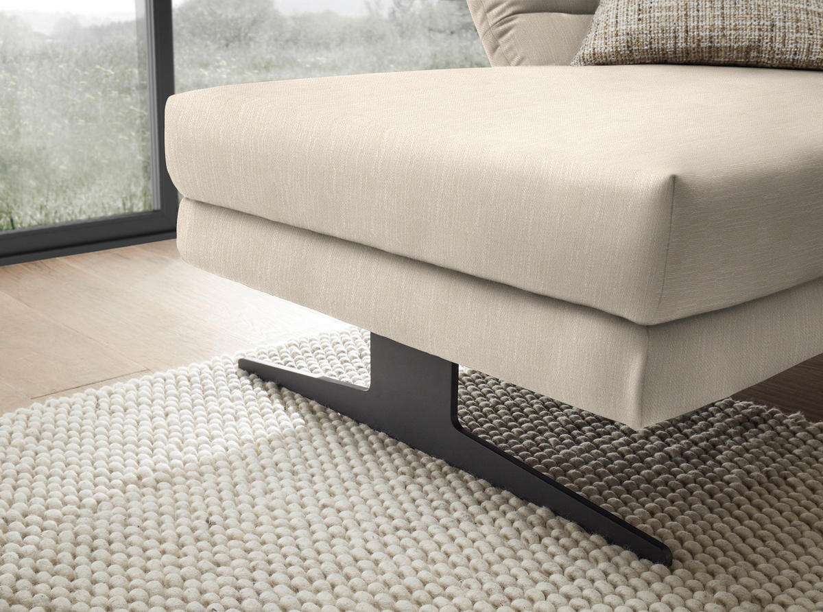 ECKSOFA in Flachgewebe Magnolie  - Magnolie/Schwarz, Design, Textil/Metall (176-217/279-327cm) - Dieter Knoll