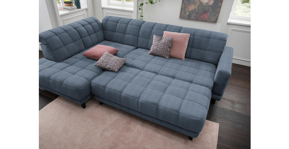 ECKSOFA in Webstoff Blau  - Blau/Schwarz, Design, Textil/Metall (216/302cm) - Xora